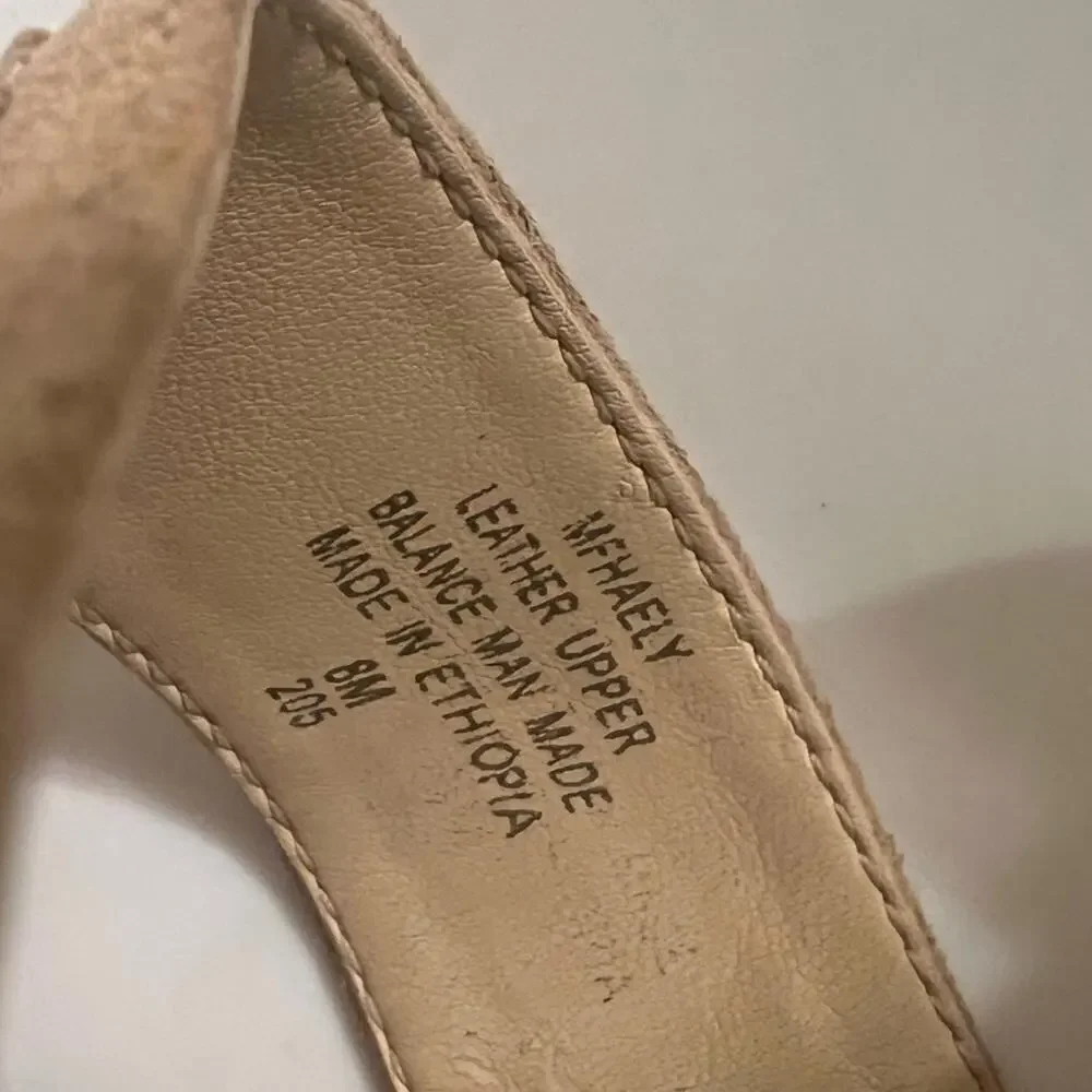 Marc Fisher Haely Nude Beige Suede Wedge Heel Espadrille Sandal Shoes Size 8